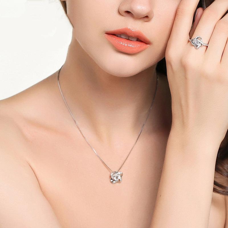 925 Sterling Silver Necklace For Women Forever Heart AAA Zircon Mosaic Necklaces & Pendants Gift - Cruish Home