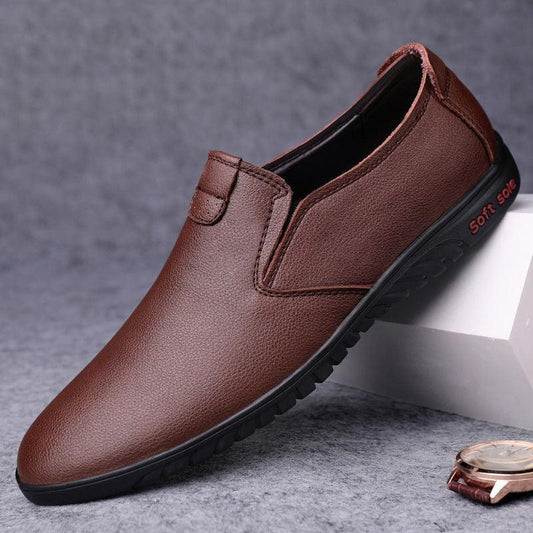 Black Casual Leather Shoes Men Korean Style - Cruish Home