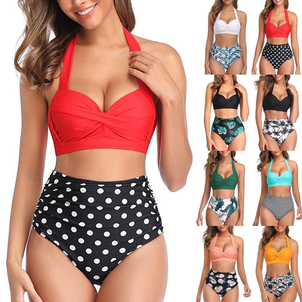 European And American New Bikini Hot Style Fashion Sexy Digital High Waist - Cruish Home