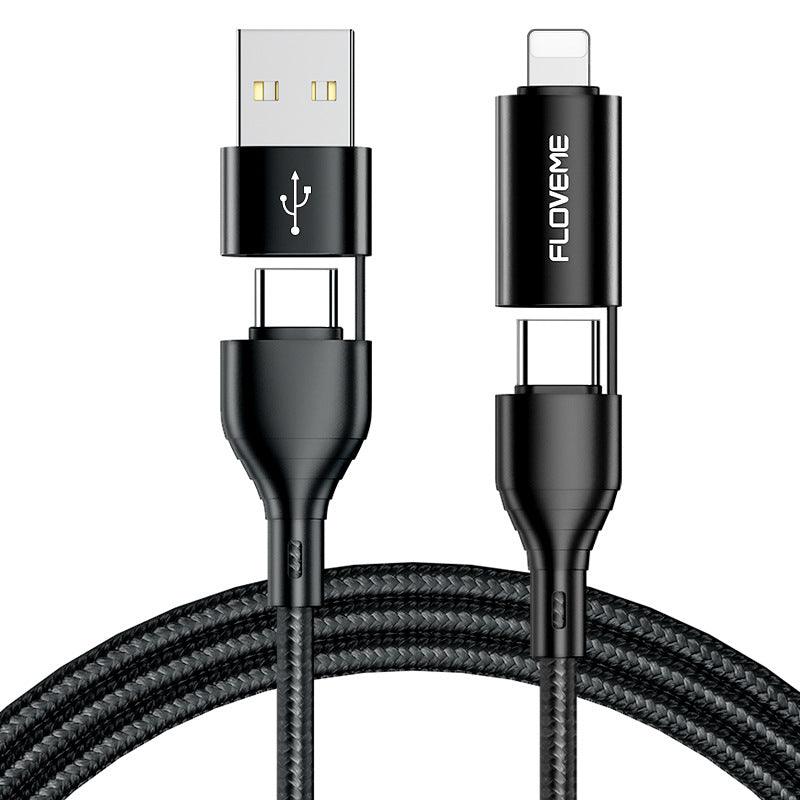 New 4-in-1 Mobile Phone Data Cable Wish3A Fast Charging Braided Data Cable - Cruish Home