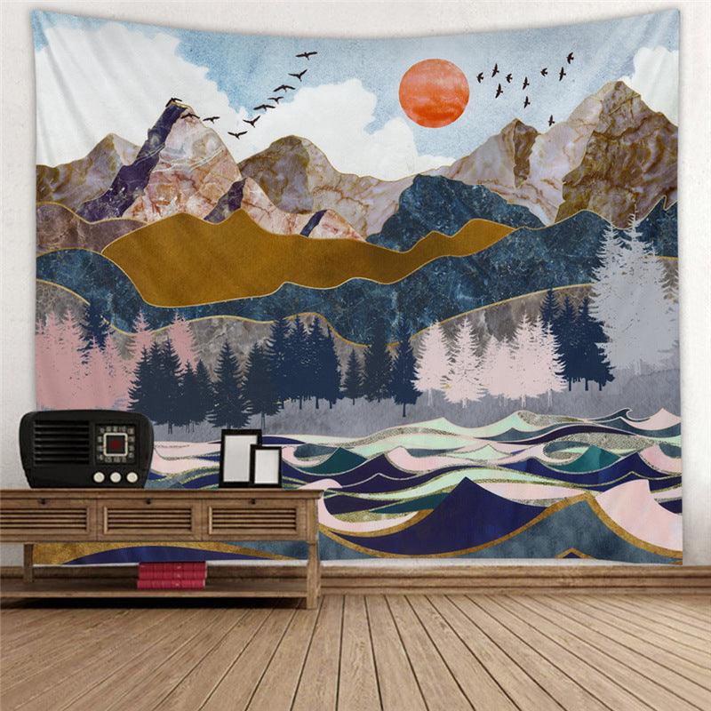 Japanese Landscape Sunset Wall Hanging Tapestry - Cruish Home