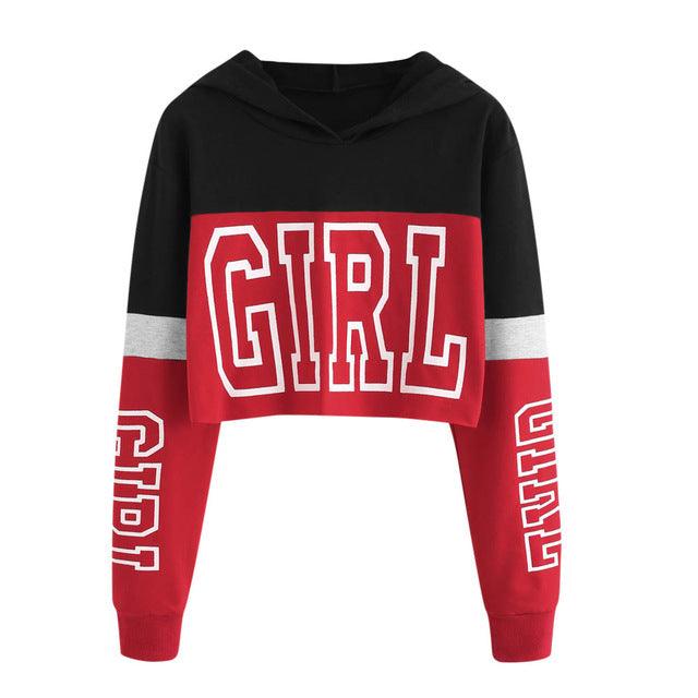 Crop Top Hoodie Sweatshirt Hoodies Women Patchwork Lett - Cruish Home