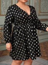 Large Size V-neck Polka Dot Women's Dress - Cruish Home