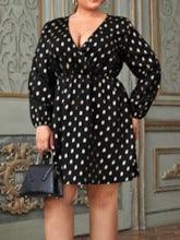 Large Size V-neck Polka Dot Women's Dress - Cruish Home