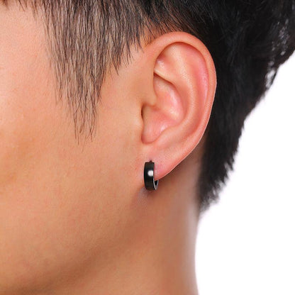 Stainless Steel Light Body Inner Sand Earrings Japanese And Korean Simple Men - Cruish Home