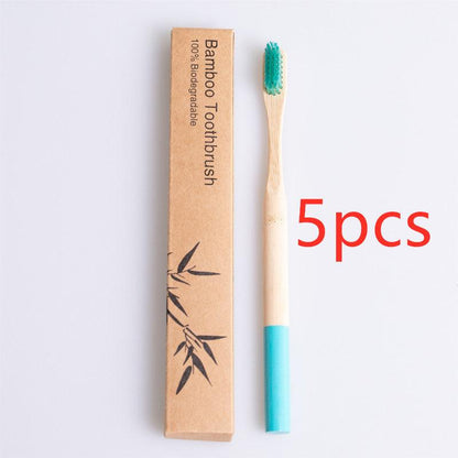 Natural bamboo handle round bamboo toothbrush - Cruish Home