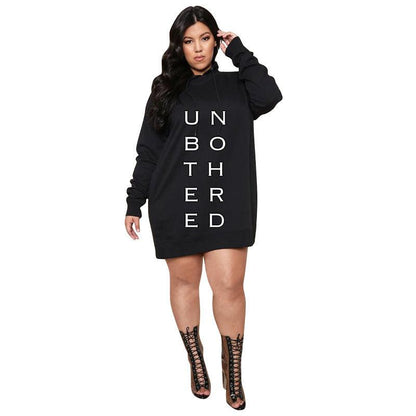 Plus Size Dresses for Women Letter Print Hoodie Casual Loose Mini Dress Sweat Suits Spring Clothes - Cruish Home