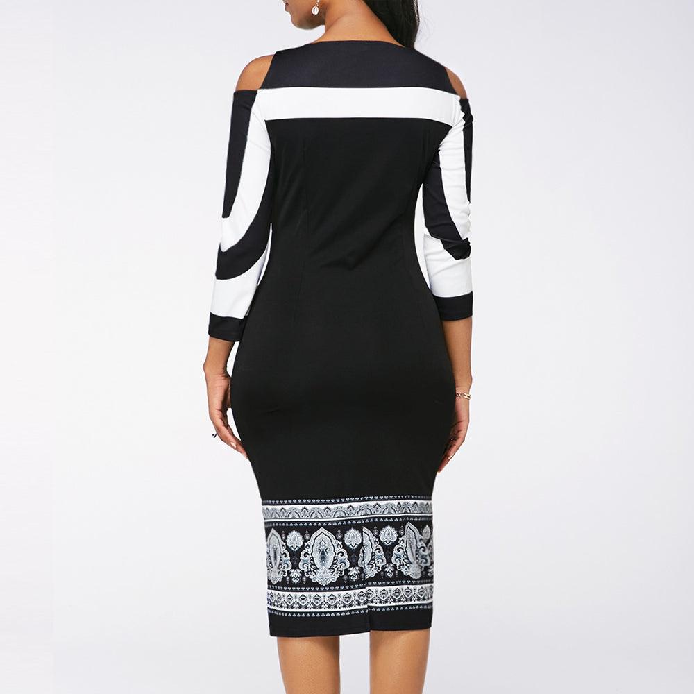 New Color Contrast Printing Buttock Pencil Skirt - Cruish Home