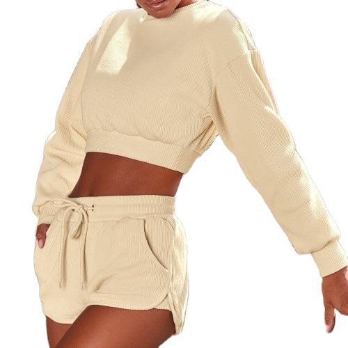 Fashion Long-Sleeved Shorts Sports And Fitness Two-Piece Suit Women - Cruish Home