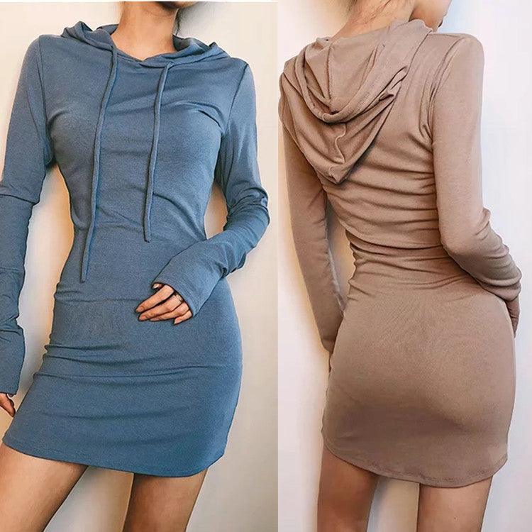 Ladies Dress Drawstring Tight Fitting Hip Skirt Elastic Waist Mi Length Sports Sweater - Cruish Home