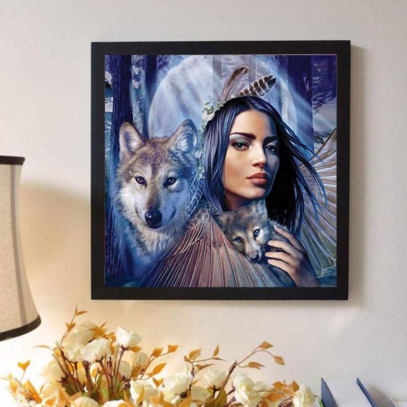 Diamond Painting Animal Wolf Girl Diamond Embroidery 3D Diy Diamond Mosaic Decoration Rhinestone - Cruish Home