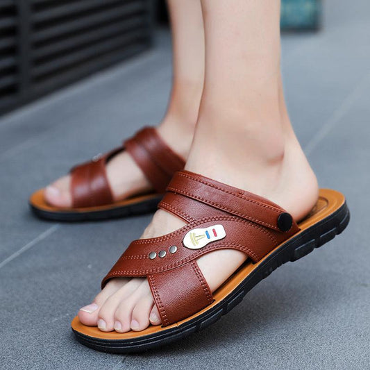 Summer New Korean Style Trendy Slippers For Men All-Match Outdoor Beach Shoes - Cruish Home