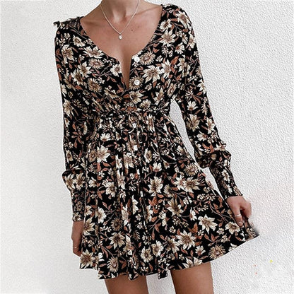 Women Floral Boho Party Dress Sexy Ladies Clothes Dresses - Cruish Home