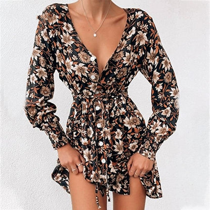 Women Floral Boho Party Dress Sexy Ladies Clothes Dresses - Cruish Home