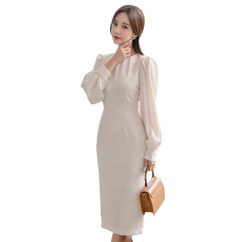 New Women's Round Neck Waist Waist Slimming Bag Hip Dress Women - Cruish Home