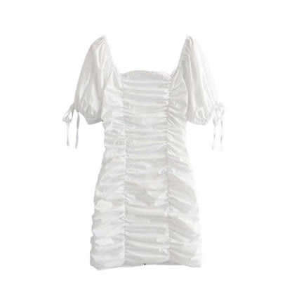 New Product Women's Pleated Lace-up Zipper Back Slim Slimming All-match Dress - Cruish Home