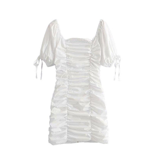 New Product Women's Pleated Lace-up Zipper Back Slim Slimming All-match Dress - Cruish Home