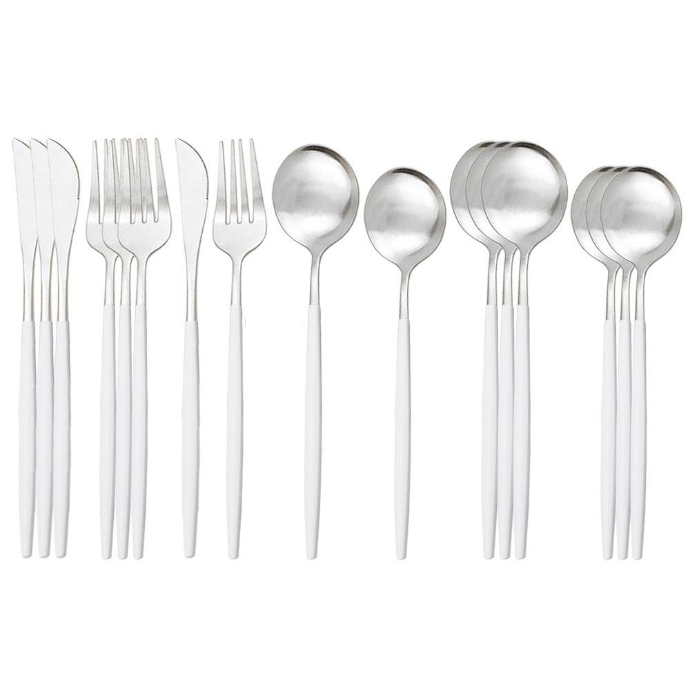 Stainless Steel Matte 16-piece Western Cutlery Set - Cruish Home