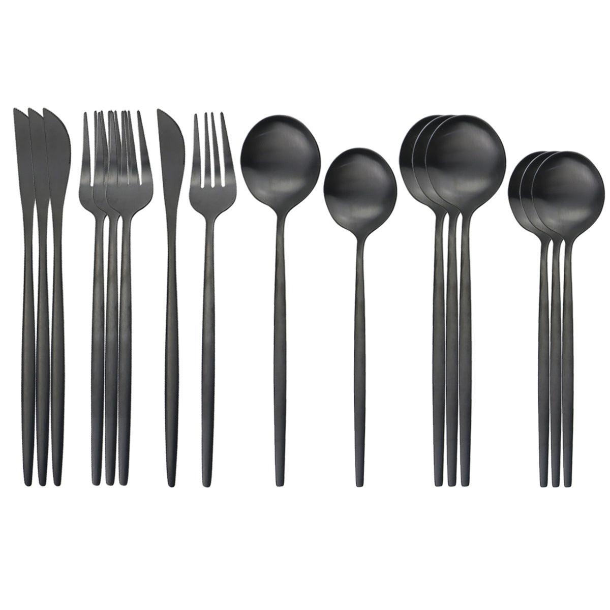 Stainless Steel Matte 16-piece Western Cutlery Set - Cruish Home