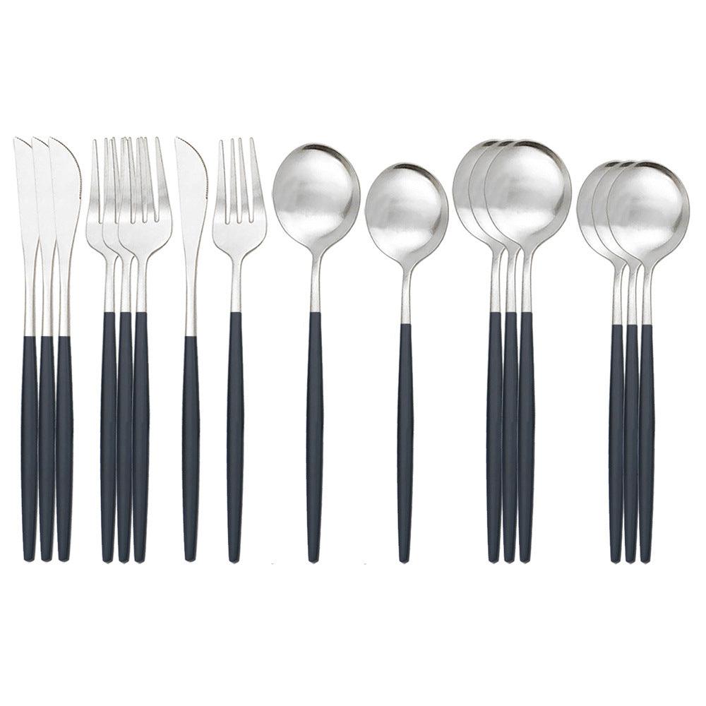 Stainless Steel Matte 16-piece Western Cutlery Set - Cruish Home