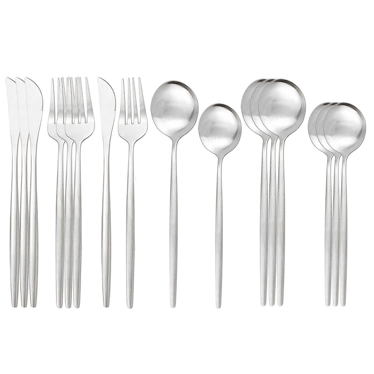 Stainless Steel Matte 16-piece Western Cutlery Set - Cruish Home