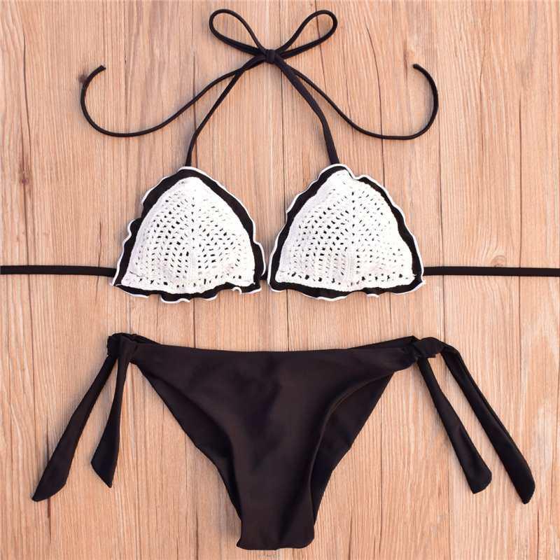 Color Matching European And American Ladies Split Swimsuit AliExpress Sexy Bikini Hand-knitted - Cruish Home