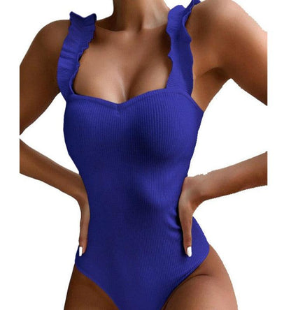 One-piece Fungus Shoulder Strap Swimsuit Ladies Thread Fabric Swimwear - Cruish Home