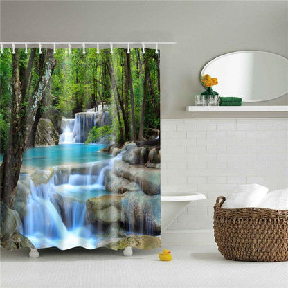 Peaceful Waterfall Fabric Shower Curtain - Cruish Home