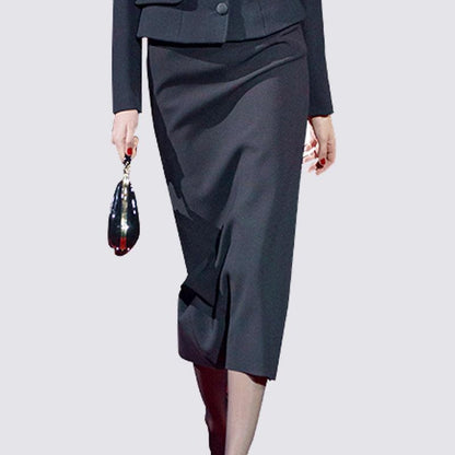 Black suit Collar Waist Bag Hip Skirt Suit - Cruish Home