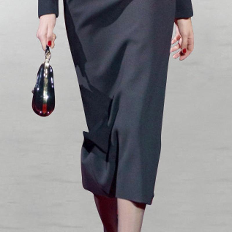 Black suit Collar Waist Bag Hip Skirt Suit - Cruish Home