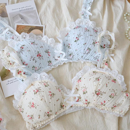 Elegant French Floral Cotton Retro Cotton Underwear Set - Cruish Home