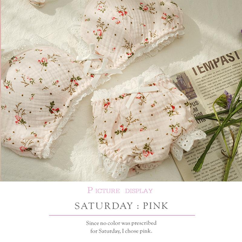 Elegant French Floral Cotton Retro Cotton Underwear Set - Cruish Home