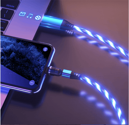 540 Rotate Luminous Magnetic Cable 3A Fast Charging Mobile Phone Charge Cable For LED Micro USB Type C For I Phone Cable - Cruish Home