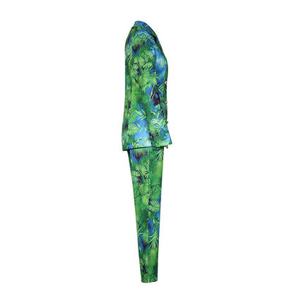 Autumn And Winter Amazon INS Tropical Rainforest Printed Suit Jacket Trousers Casual Suit - Cruish Home