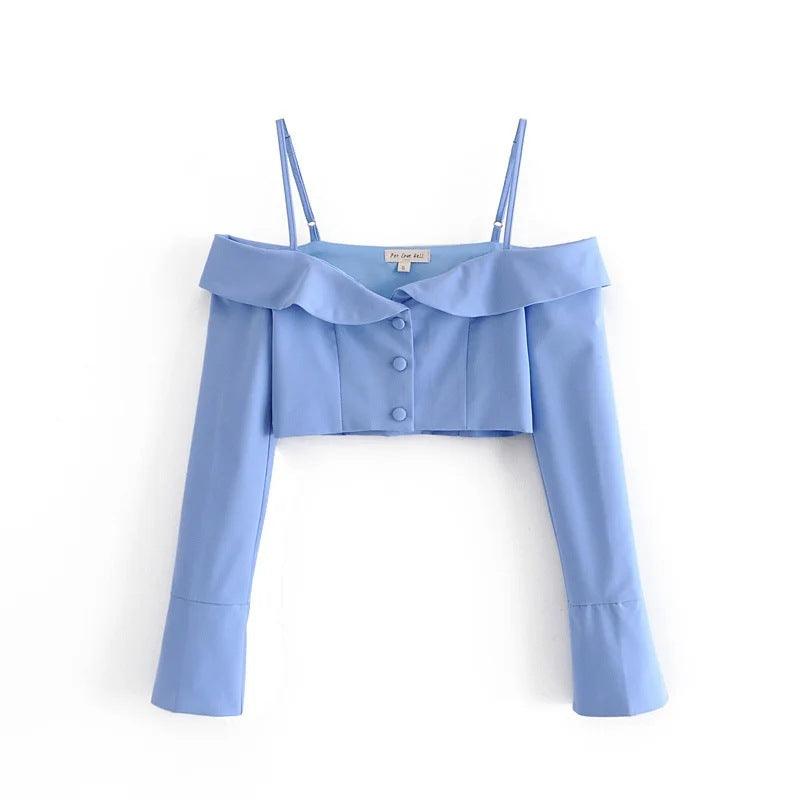 European And American Women's Wholesale Casual Suits, New One-button Suit Jacket Strapless Suspenders Cuffed Shorts - Cruish Home