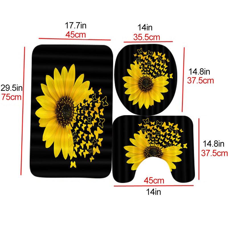 Cross-Border E-Commerce Hot Sale High-Definition Digital Printing Waterproof Polyester Shower Curtain Sunflower Hotel Partition Shower Curtain - Cruish Home