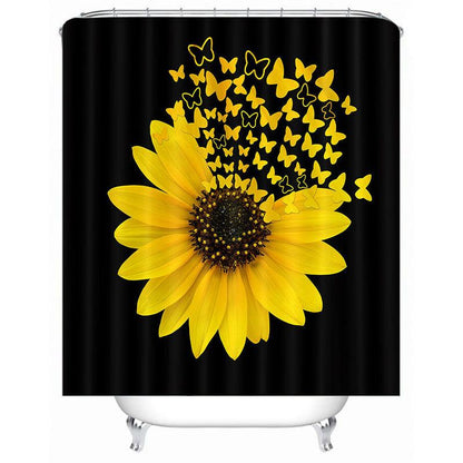 Cross-Border E-Commerce Hot Sale High-Definition Digital Printing Waterproof Polyester Shower Curtain Sunflower Hotel Partition Shower Curtain - Cruish Home