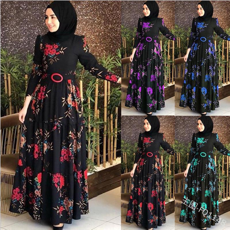 Women'S Printed Plus Size Muslim Dress 4Xl - Cruish Home