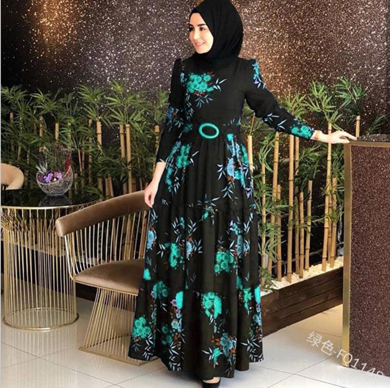 Women'S Printed Plus Size Muslim Dress 4Xl - Cruish Home