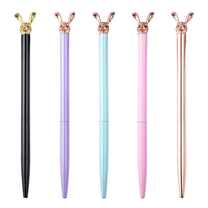 New Korean Fashion Cute Rabbit Metal Pen Metal Ballpoint Pen Custom Rotating Metal Pen Ballpoint Pen - Cruish Home