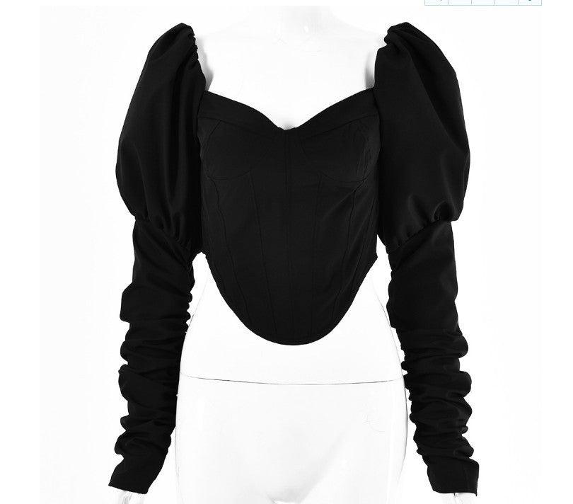 Women's Sexy Square Collar Slim Long-sleeved Tube Top T-shirt - Cruish Home