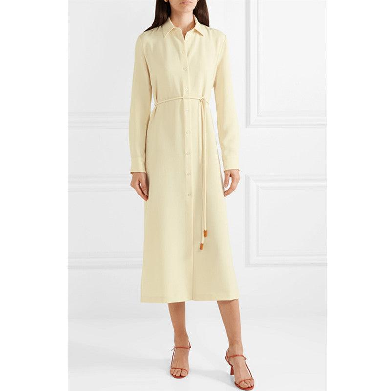 European And American Temperament Simple Side Slit Casual Loose Long Shirt Dress Cardigan Women - Cruish Home