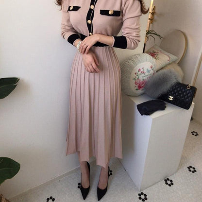 Chic Gentle And Thin Knit Long Sweater Base Dress - Cruish Home