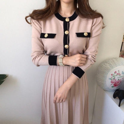 Chic Gentle And Thin Knit Long Sweater Base Dress - Cruish Home