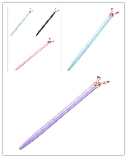 New Korean Fashion Cute Rabbit Metal Pen Metal Ballpoint Pen Custom Rotating Metal Pen Ballpoint Pen - Cruish Home