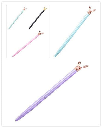 New Korean Fashion Cute Rabbit Metal Pen Metal Ballpoint Pen Custom Rotating Metal Pen Ballpoint Pen - Cruish Home