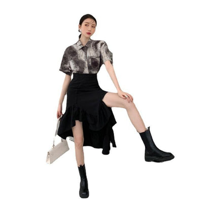 Design Sense Shirt Female Summer New Style Retro Ink Painting Loose And Thin Short Sleeves - Cruish Home