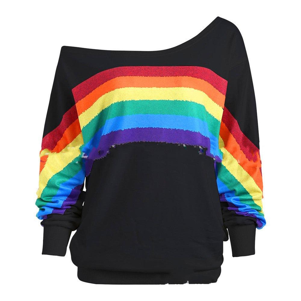 Rainbow Print Hoodies Pullover Loos - Cruish Home