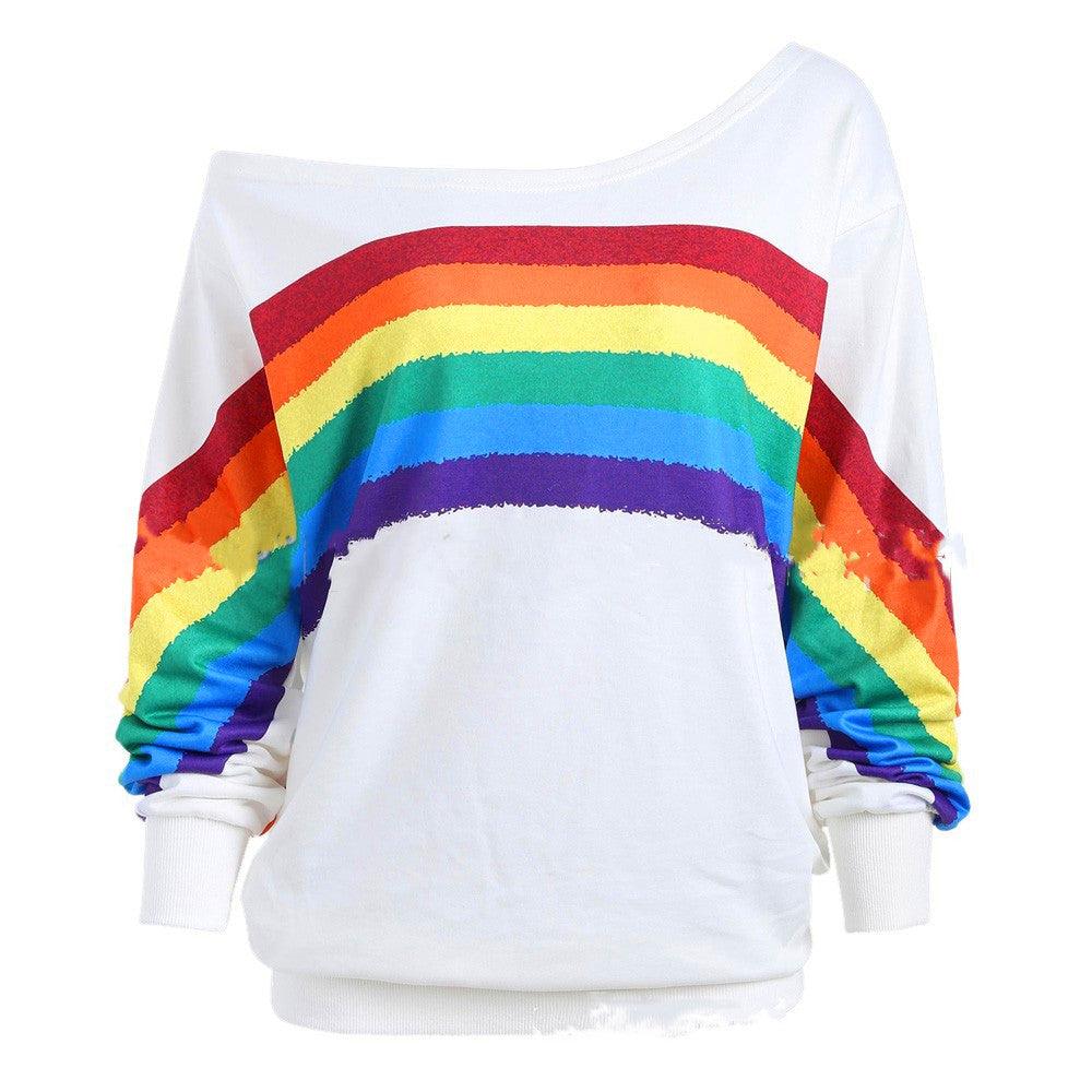 Rainbow Print Hoodies Pullover Loos - Cruish Home