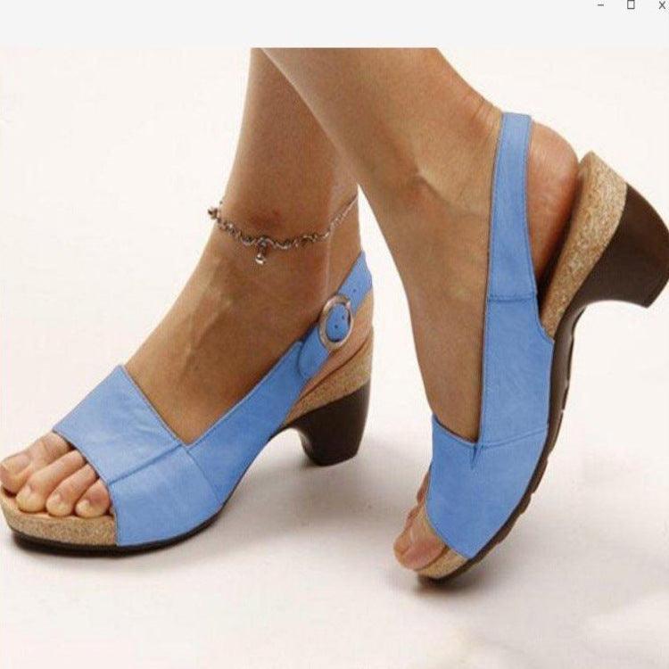 Summer New Style Fish Mouth Buckle Thick Heel Large Size Fashion Sandals - Cruish Home